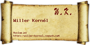 Willer Kornél névjegykártya